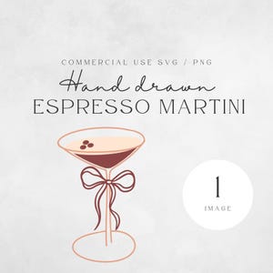 Espresso Martini Clipart - Commercial Use - Ideal for Party Invitations and Decor - Coffee Lover Art - Espresso and Bow