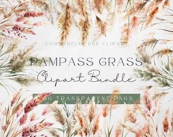 Pampass Grass Clipart| Floral Clip art | Transparent Pngs | Bohemian Florals | Boho Grasses |Commercial Use