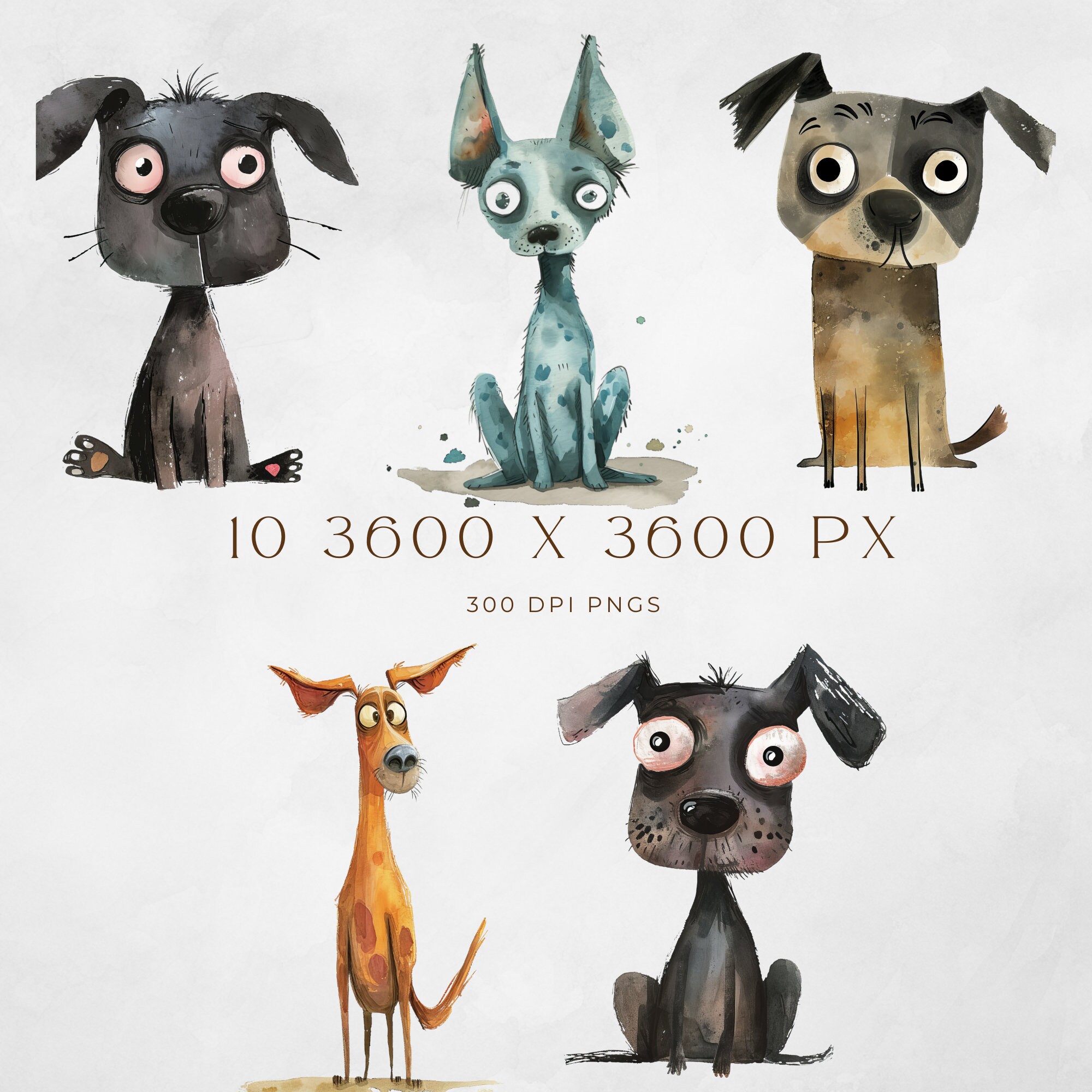 Whimsical Dogs Clipart | Quirky Art | Quirky Dog Clipart | Puppy Fun ...
