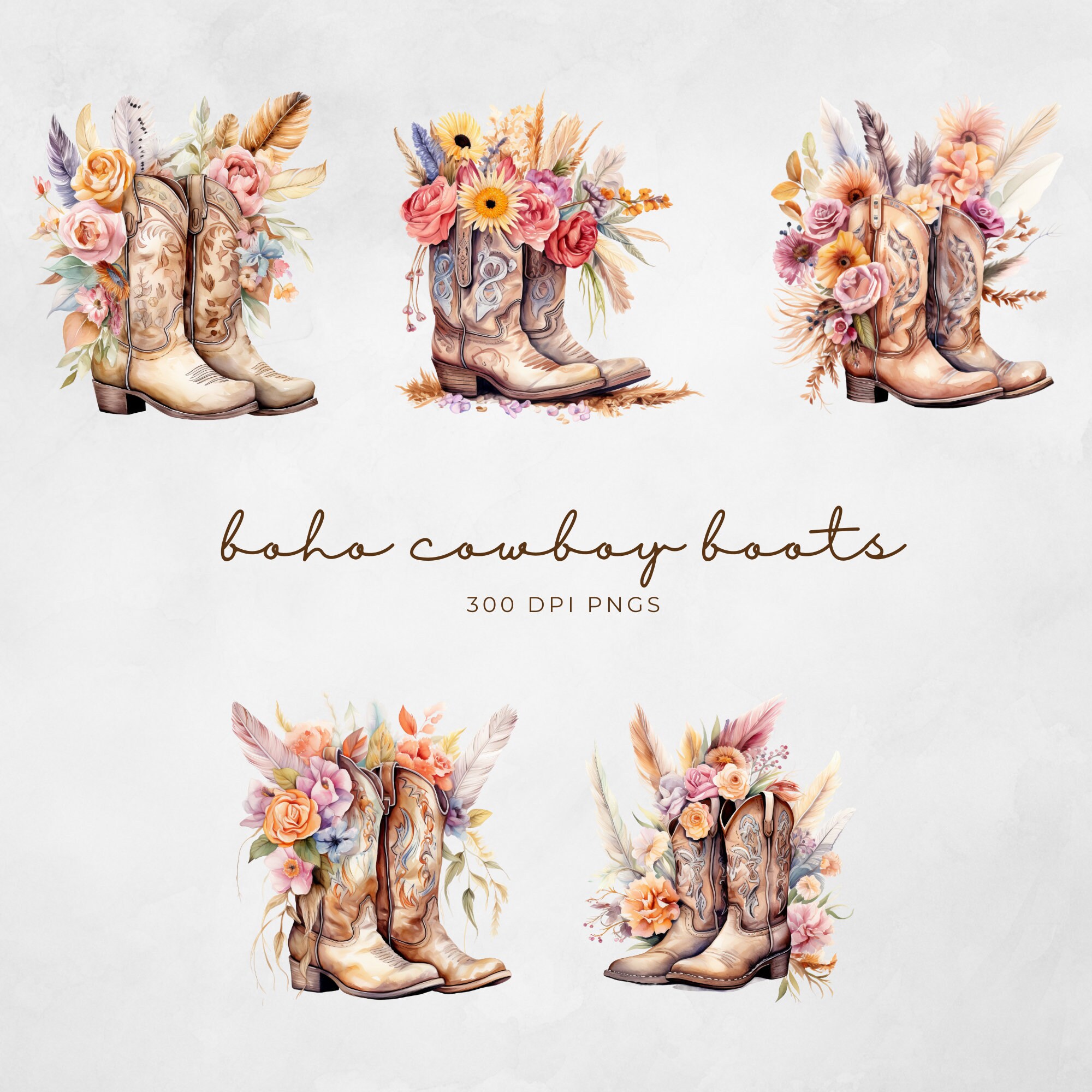 Boho Cowboy Boots | Clipart for Commercial Use | Boho Western | Digital ...