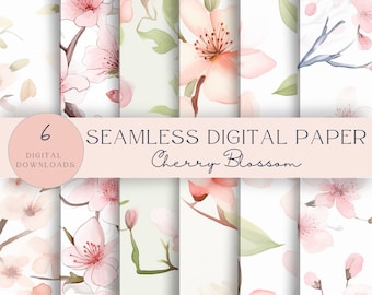 Rosa Kirschblüte Digitales Papier Musterdesign Scrapbooking Junk Journal Instant Download