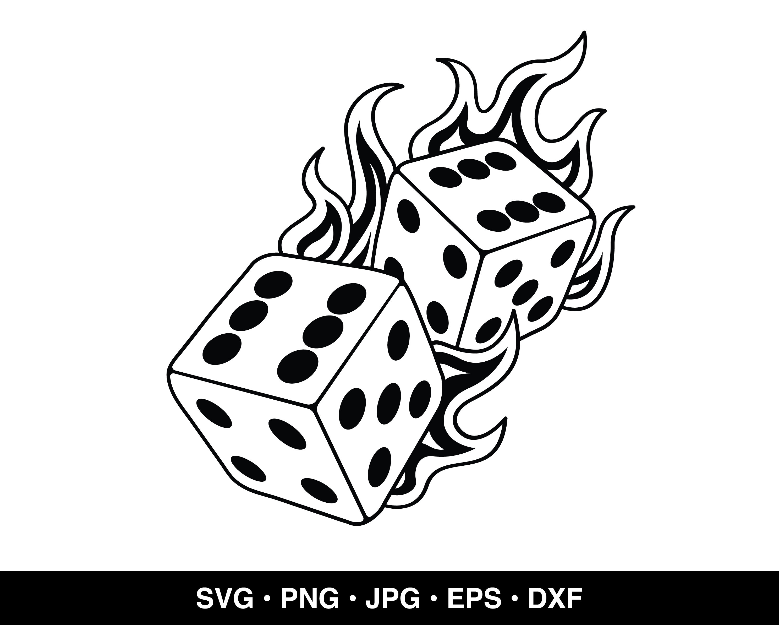Dice SVG, Two Flaming Dice SVG, Vegas SVG, Cut Files for Cricut