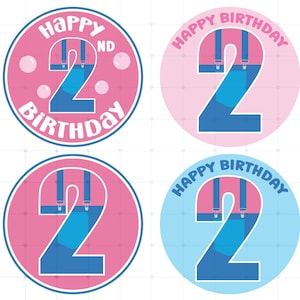 Diseño de cumpleaños número 2 de la Sra. Rachel PNG, adornos para cupcakes, regalos de fiesta, pegatinas imprimibles, png transparente