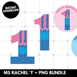 Sra. Rachel Número Uno PNG: Decoración para fiesta de cumpleaños (Descarga digital)