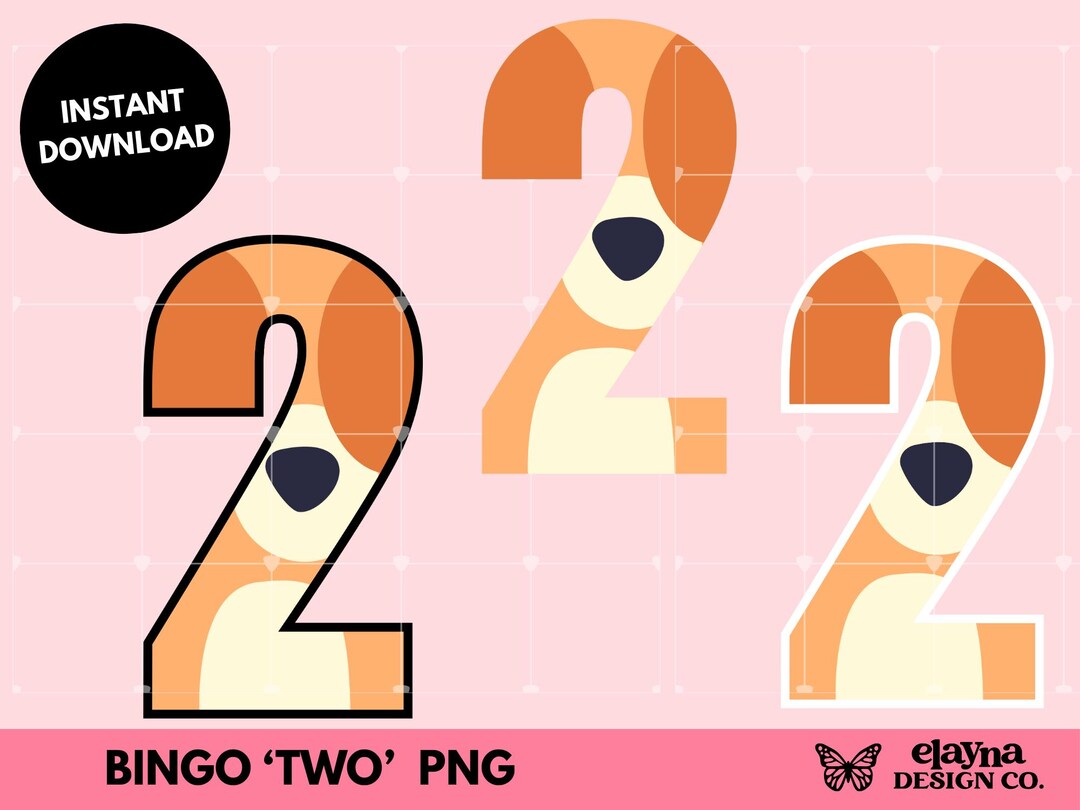 Bingo Inspired Number TWO PNG: Birthday Party Decor (digital Download ...