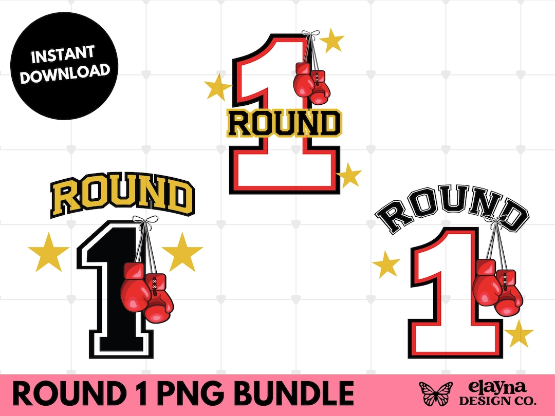 Round 1 Boxing First Birthday PNG Bundle: Party Printables, DIY ...