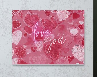 Valentines Day Canvas, Valentines Day decor, Modern Valentines Day decor, Valentines Day Wallhanging, Gift for Valentines Day, Gifts for her