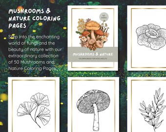 50 Mushroom and Nature Coloring Pages: A Botanical Wonderland Await | Mushroom Coloring | Mushroom Nature Coloring