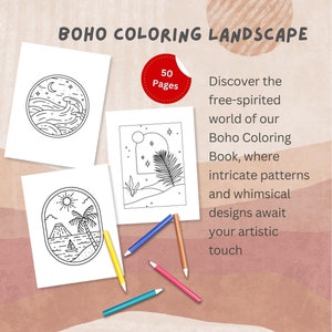 Minimalist Boho Coloring Book 1 | Simple Boho Coloring Book | Boho Scenery Coloring Pages for Adults | Printable Coloring Book