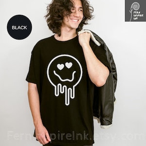 Smeltende smiley | Op het nirvana geïnspireerd smileyshirt |  T-shirt met gezicht | Cadeau valentijnsdag | Vintage smiley | Retro-shirt | Smiley |