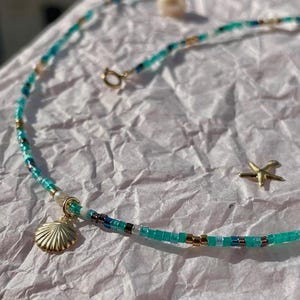 Gold-filled Miyuki Delica Shell Pearl Choker Necklace