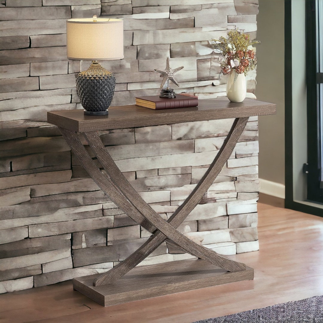 Rustic Wood Console Table Gray Wood Console Table Entryway Etsy