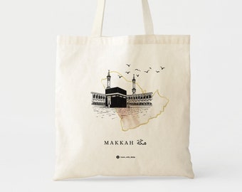 Hajj & Umrah travel tote bag | Makkah map | Ramadan Eid bag gifts | Taraweeh bag