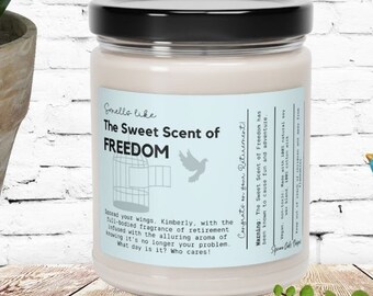 Custom Retirement Gift,  Retirement Candle, Gift for Coworker, Retirement Party, Smells like Candle, Funny Candle, Freedom Candle, Retiring
