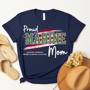 Custom Military Graduation Shirt Family Day T-Shirt for Marine Army Air Force Navy Support Personalized Boot Camp Marine Mom Military Wife
