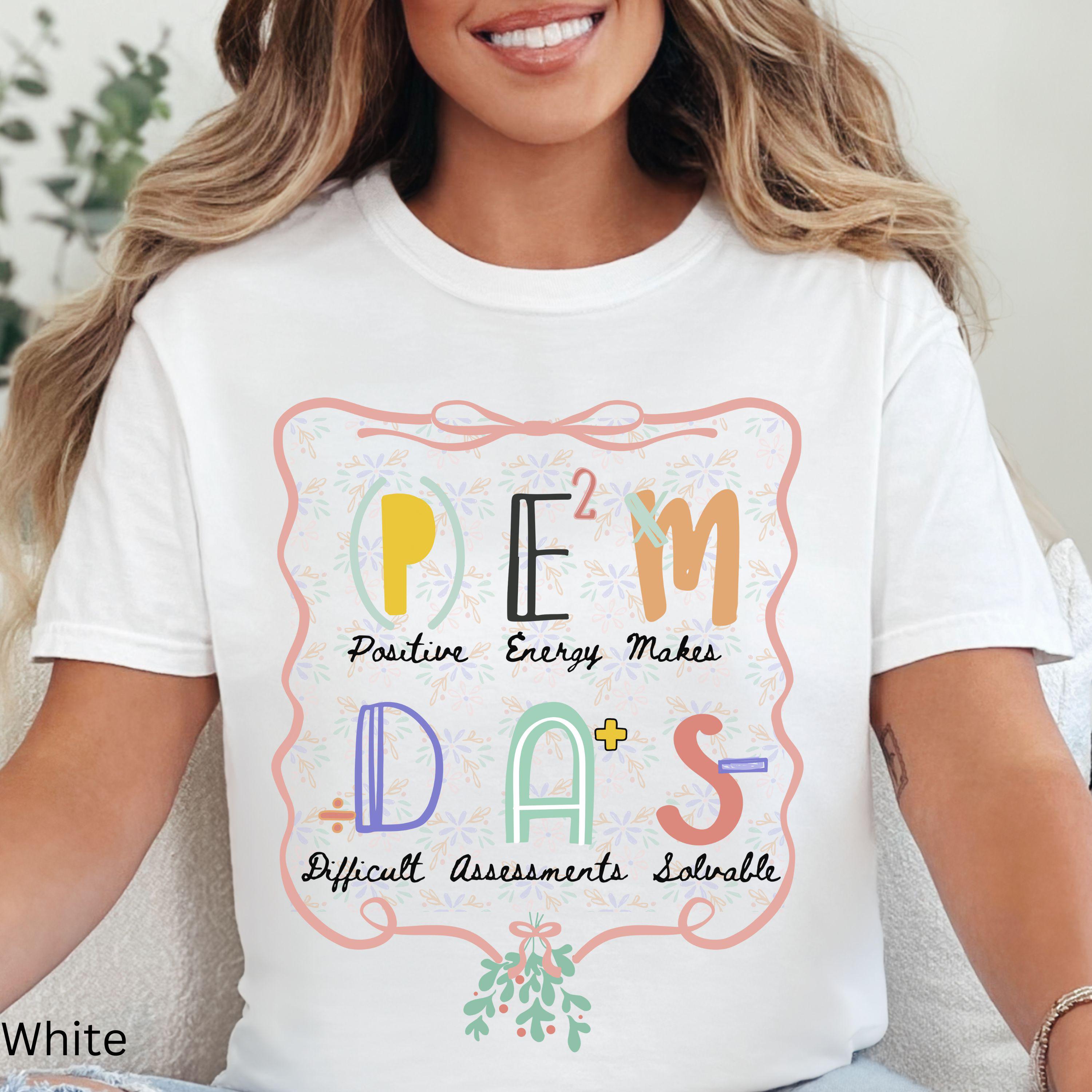Math Teacher Shirt Positive Message Coquette Grandmillennial Doodle ...