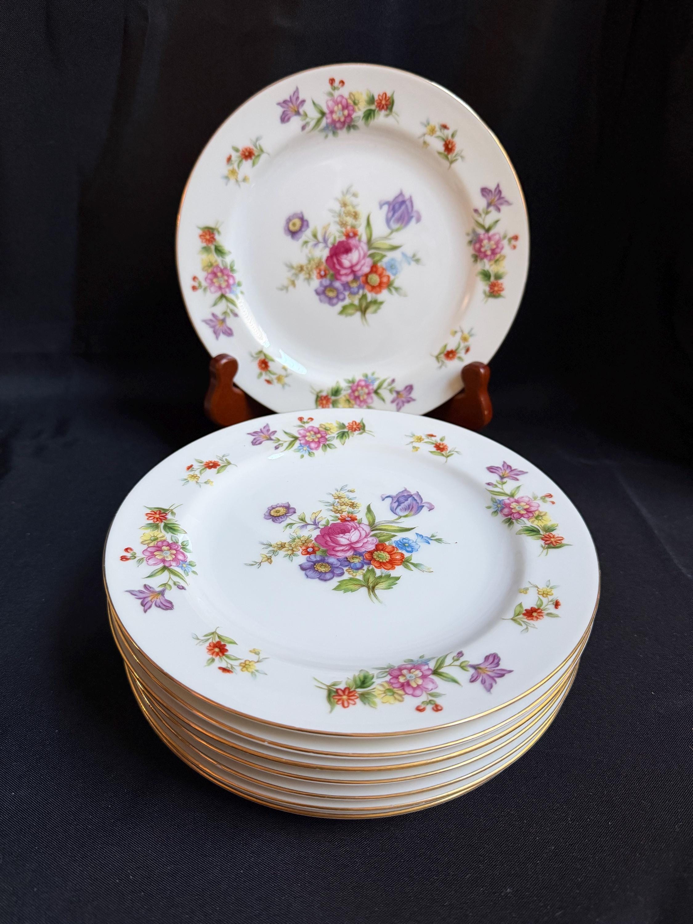 Harmony House Dresdania Fine China 7.5” Floral Plates Set of 8