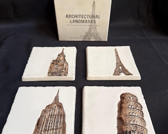 Restoration Hardware Architectural Landmarks Stoneware Coasters Set of 4