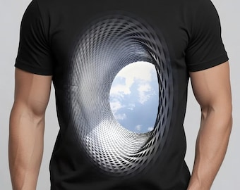 Optical Illusion Tunnel Breaking Through Shirt 3D Graphic Tee