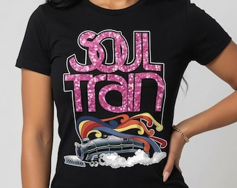 Soul Train T-Shirt Women | Vintage 70s Disco Funk Shirt | Pink Glitter Soul Trai