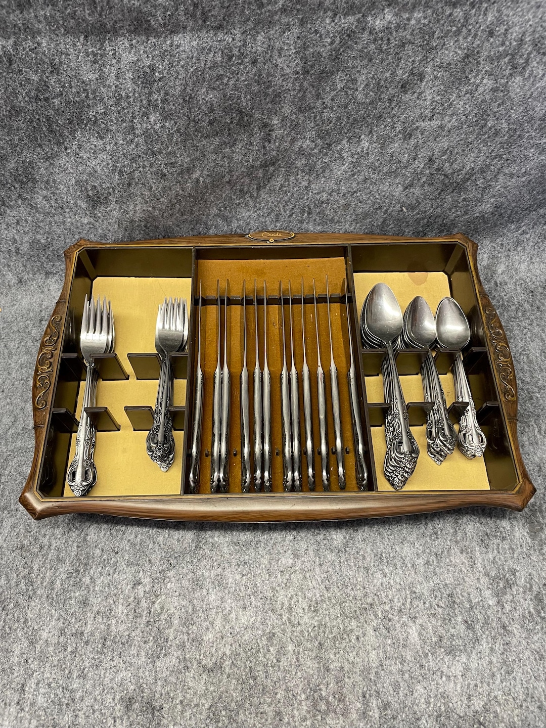 Oneida United Silver Co Japan Flatware Set 60pc Floral Stainless