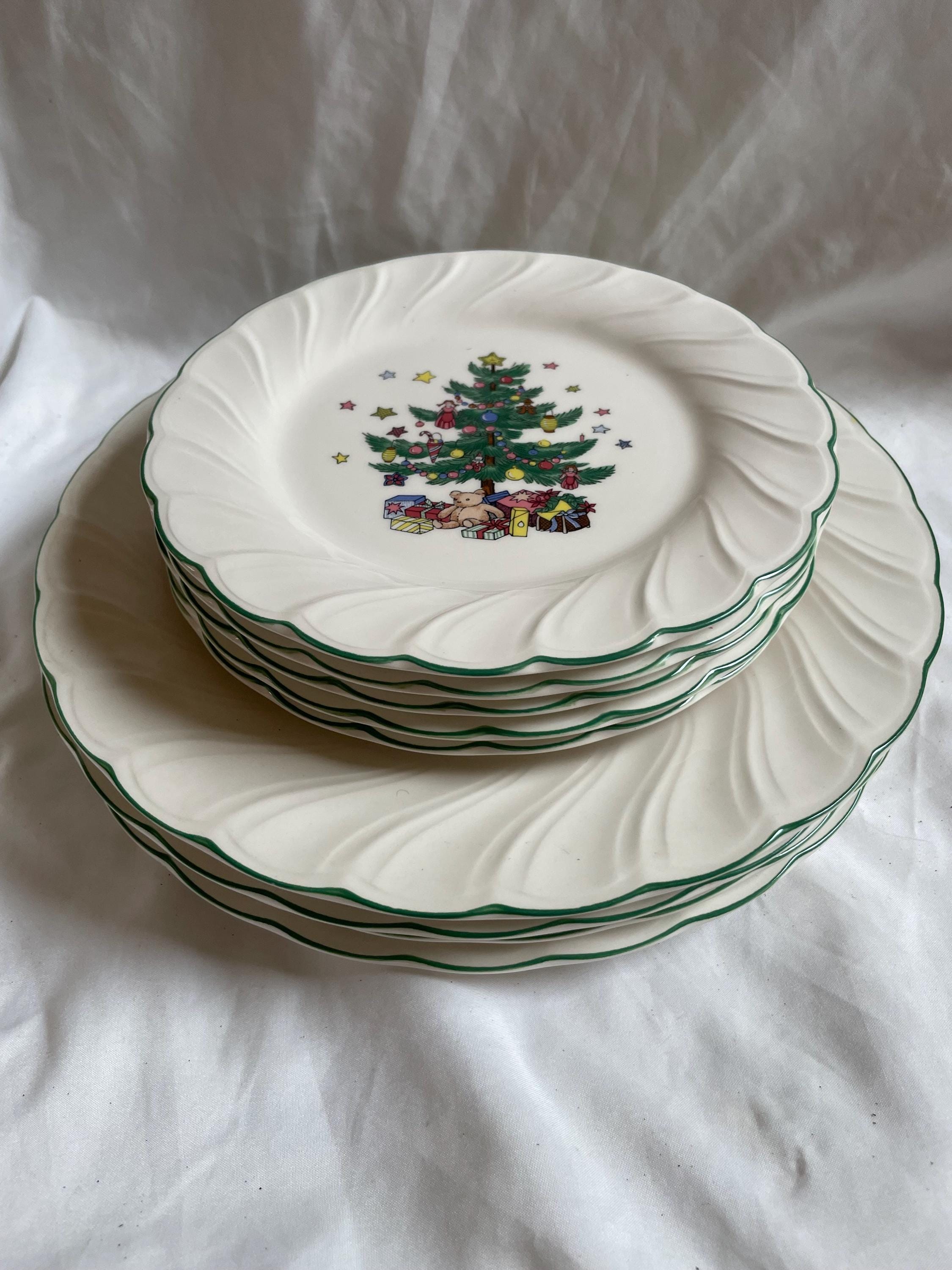 Lot of 9 Nikko Happy Holidays Christmas Tree Swirl Plates - 4
