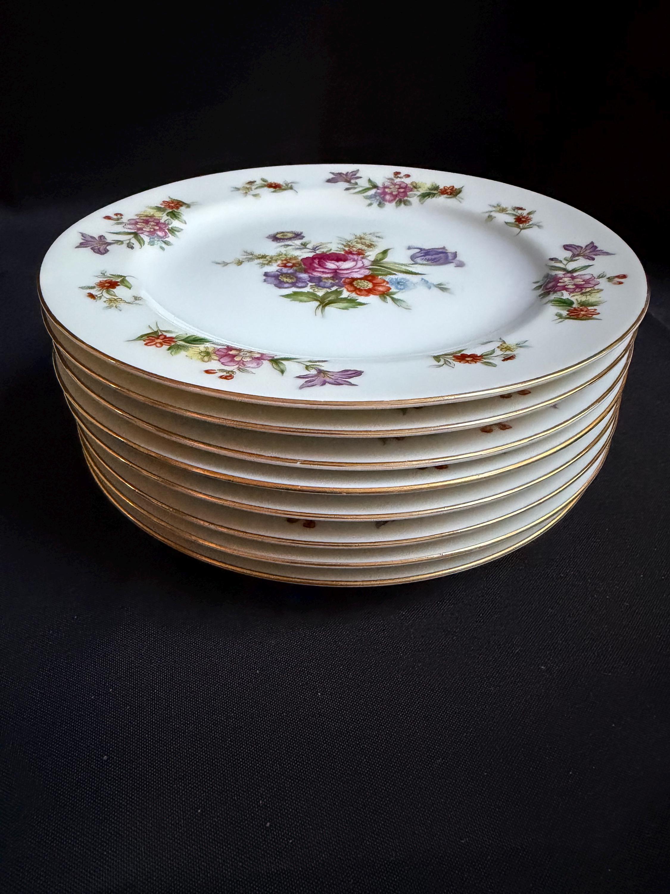 Harmony House Dresdania Fine China 7.5” Floral Plates Set of 8