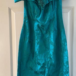 Vintage Jessica McClintock Gunne Sax Teal Off-Shoulder Prom Dress Size 5/6 USA