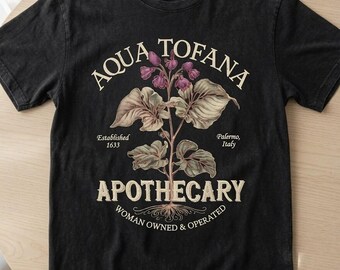 Aqua Tofana Apothecary T-Shirt Black Washed Unisex Vintage Tee