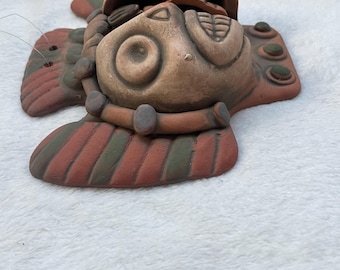 Mayan Aztec Art: 3D Terracotta Skull Mask Representing Three Ages