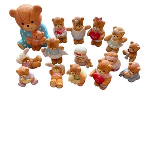Vintage Enesco Lucy & Me Figurines Lot of 15 w/ Large Bear Bank 1980s