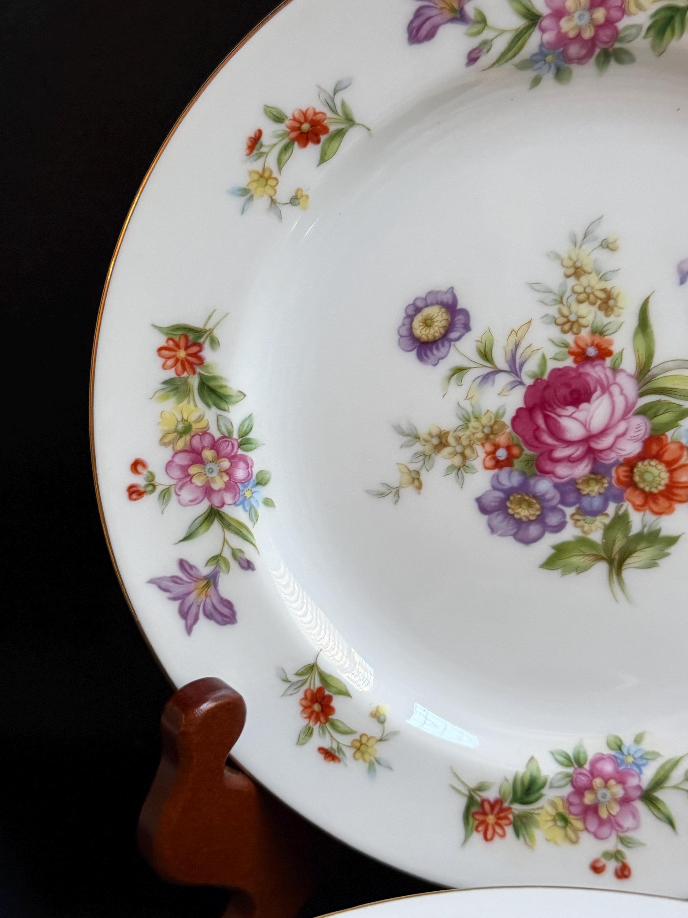 Harmony House Dresdania Fine China 7.5” Floral Plates Set of 8