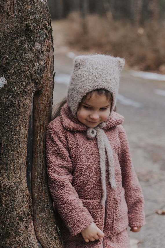 Cat Ears Hat Kids Child, Newborn, Merino, Alpaca Wool
