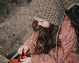 Pixie Hat Kids Natural brown. Toddler, newborn, merino wool, spring, autumn, winter accesorie