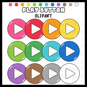 Play Button Clipart — Colorful Clip Art Set