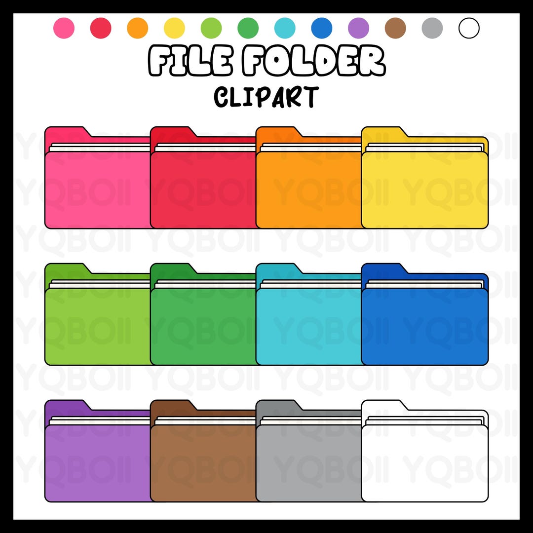 File Folder Clipart — Colorful Clip Art Set - Etsy