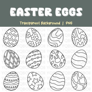 Easter Eggs Outline PNG | Cute Easter Eggs clipart | Easter Graphics | Transparent Background png