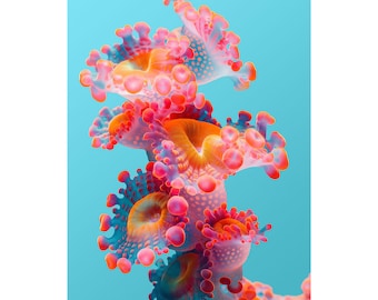 Ocean Organism 1 - Deep Sea Coral Reef Print - Bold and Striking Wall Art