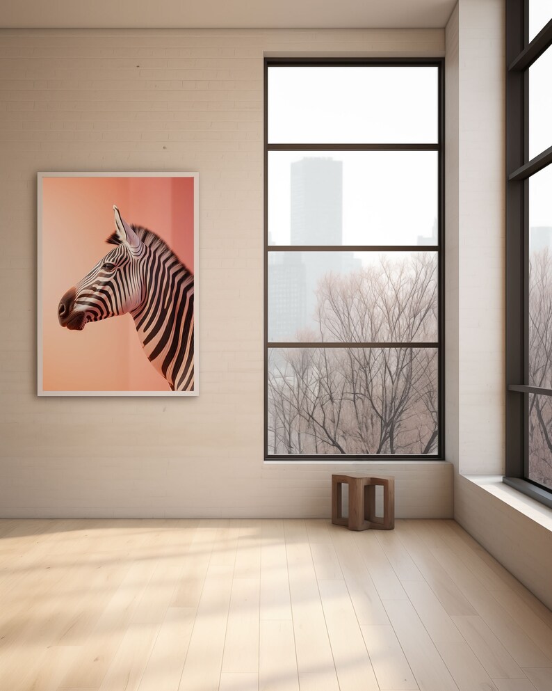 Zebra Print Peach Background, Realistic, Striking & Unique Wildlife Animal Wall Art image 9