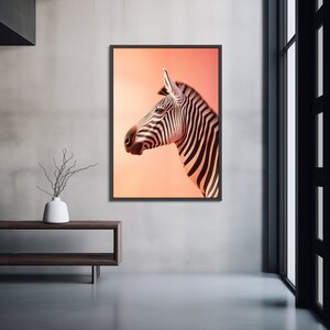 Zebra Print Peach Background, Realistic, Striking & Unique Wildlife Animal Wall Art image 8