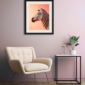 Zebra Print Peach Background, Realistic, Striking & Unique Wildlife Animal Wall Art image 7