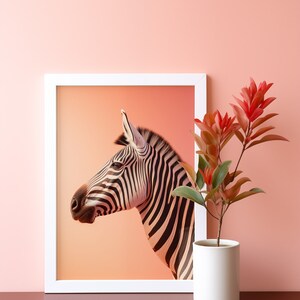 Zebra Print Peach Background, Realistic, Striking & Unique Wildlife Animal Wall Art image 10