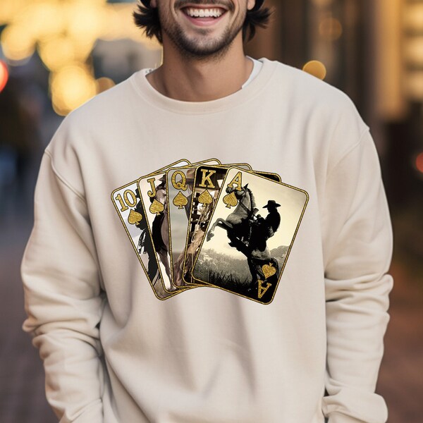 Ace Card Cowboy Hoodie, Cowboy Western Sweatshirt, Playing Card Sweatshirt, Card Hoodie, Poker Card Sweatshirt, Country Sweatshirt