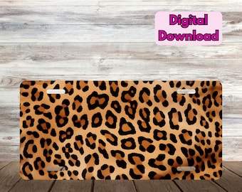 Cheetah Print License Plate PNG, Cheetah License Plate Sublimation Design PNG, Leopard Skin Digital Download PNG, Cheetah Car License Plate