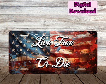 生きるか死ぬかのアメリカ国旗ナンバープレート PNG、アメリカ国旗ナンバープレート昇華デザイン PNG、愛国的な退役軍人のデジタルダウンロード PNG