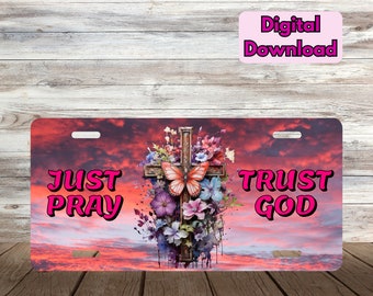 Christian Affirmation License Plate PNG, Christian Faith License Plate Design PNG, Christian Religious Cross Sublimation Design PNG, Jesus