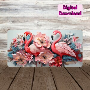 Pink Flamingo License Plate PNG, Flamingo License Plate, Flamingo Sublimation Design, Pink Flamingo PNG, Car License Plate PNG, Flamingos