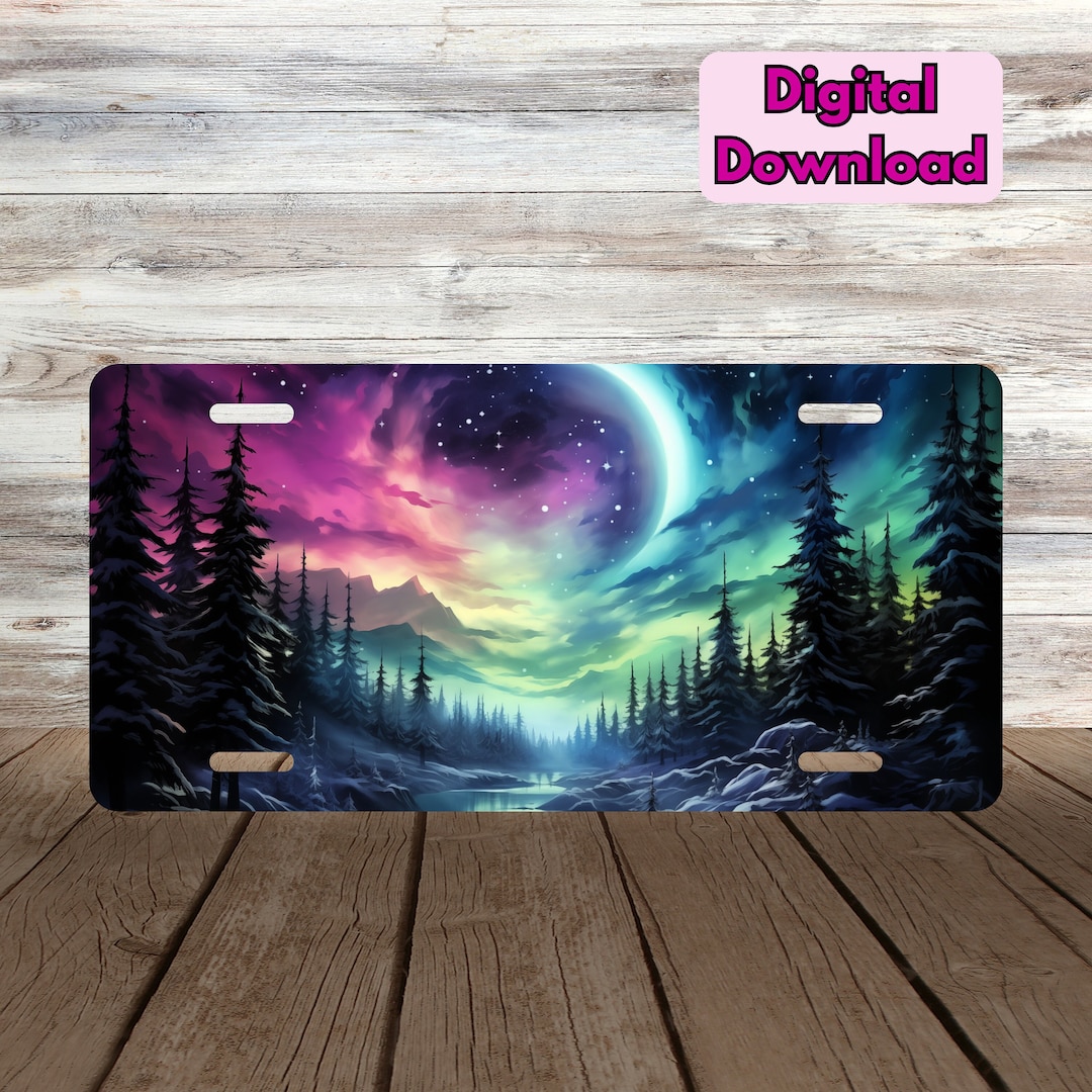 Northern Lights License Plate PNG, Aurora Borealis License Plate