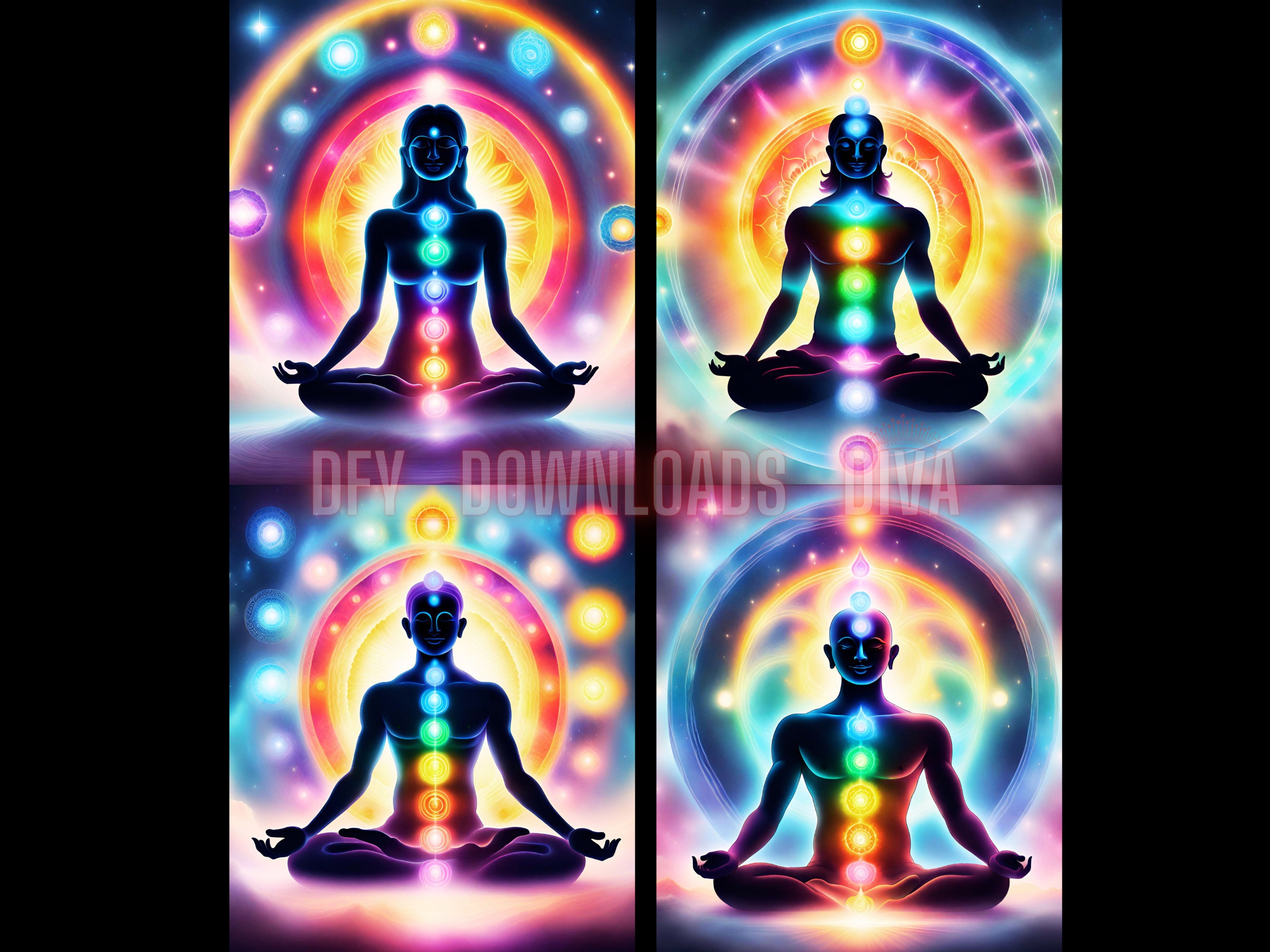 HIGH-FREQUENCY CHAKRA Digital Paper| Seamless| High-res| 12x12 Patterns ...