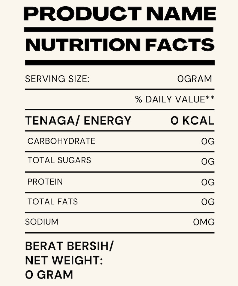 Editable Nutrition Facts Template Professional Food Label Design Etsy Editable Nutrition Facts Template Professional Food Label Design Etsy